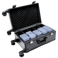 Étui de rangement pour cartes de collection en aluminium robuste de qualité Airtough, personnalisé, 22 pouces, 5 compartiments, avec roulettes pivotantes amovibles, compatible OEM