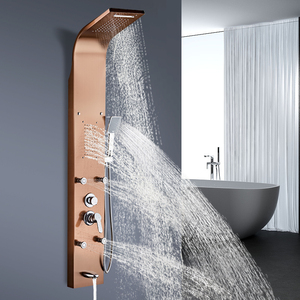 Luxury Dual-Handle Bathroom <strong>Shower</strong> Panel Waterfall Rainfall Massage Jets Brushed Surface Spout <strong>Shower</strong> <strong>Control</strong> for Apartments - Product Image 1