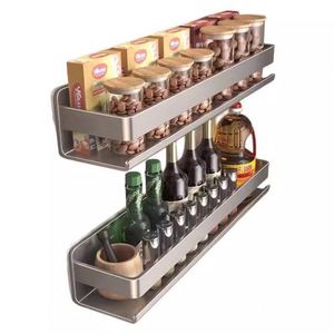 Single Carbon Steel Wall-Mounted Modern Kitchen Storage <b>Rack</b> 50cm Rust Resistant Hanging Knife Oil Salt Soy Sauce Vinegar <b>Rack</b> - Product Image 5