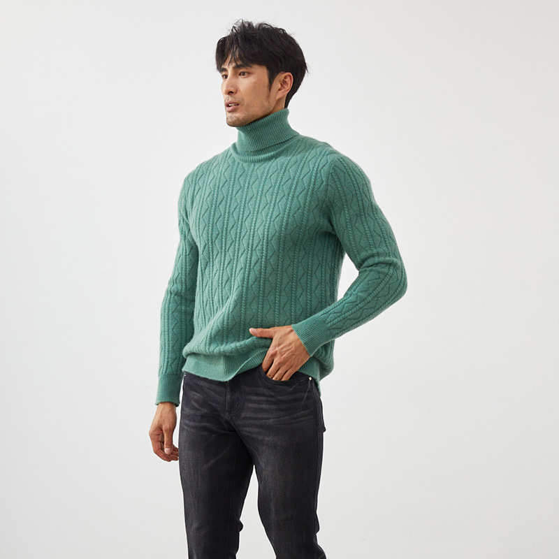 Hot Selling High Quality Men Knitting 100% Turtleneck Cashmere Sweater Hand Made Warm Soft Turtleneck Sweater