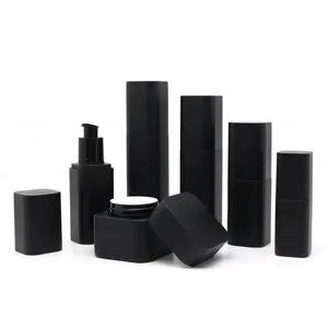 50g 40ml 100ml 120ml Skin Care Package Lotion Pump Essence Oil PET Cream Bottle Cosmetics Set Black Square PETG Bottle