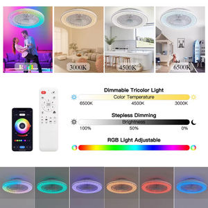 Tuya RGB <b>LED</b> Smart Atmosphere <b>Light</b> 7 Blades <b>Ceiling</b> <b>Fan</b> <b>with</b> <b>Light</b> for Living Room <b>Ceiling</b> <b>Fan</b> <b>with</b> <b>LED</b> <b>Light</b> and Speaker - Product Image 3