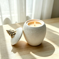 Bougie d'aromathérapie en pot céramique en forme d'arbres de Noël électroplaqués, longue durée, pour salon et chambre, ornement, logo personnalisé, vente en gros