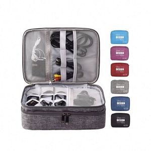 Organisateur d'électronique personnalisé, sac de voyage étanche pour câbles, rangement double couche pour téléphone, chargeur, batterie externe - Product Image 1