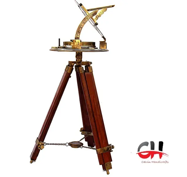 Antique Tripod Sundial Compass Brass -Nautical Compass Master Stand (Antique Finish- Beautiful Home Decor CHCOM904