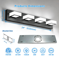 Éclairage LED de salle de bain en aluminium de 20/24/30 pouces avec design moderne, sans scintillement, luminosité élevée, pour salle de bain ou cuisine