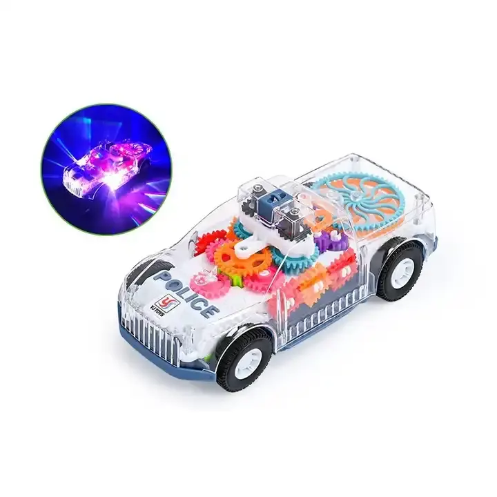 2023 NEU Toy Car Transparente Ausrüstung mit Lichtern Music Car Model Toy Universal Gear Car Toy