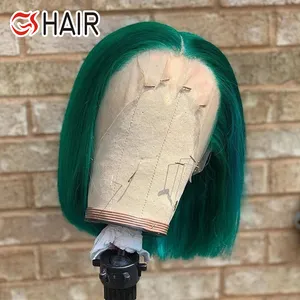 green bob colored bob human hair wig wigs straight natural color