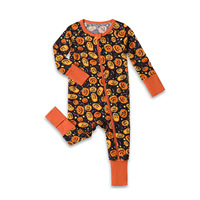 Pyjama barboteuse bébé en bambou Guai Halloween, fermeture éclair, doux et sûr pour la peau, vêtements pour bébé, vente chaude