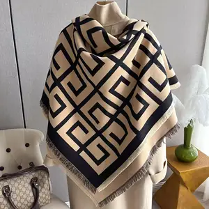 New designs oversized imitation cashmere shawls evening dress wraps luxury designer thick warm square scarf for women