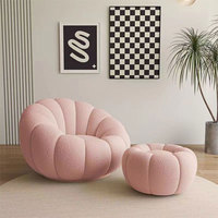 Canapé paresseux incurvé en forme de pétale de citrouille, fauteuil individuel rotatif couleur crème pour chambre à coucher, petit canapé de balcon, chaise de loisirs