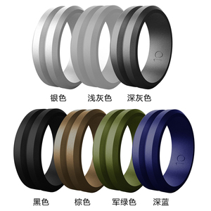 Atacado Personalizado V -shaped Grooved Edge <span class=keywords><strong>Silicone</strong></span> Rubber Finger Anéis De Casamento para Homens - Product Image 1
