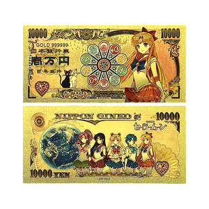 Uang Kertas Emas Anime Sailor Moon 10 Gaya Dua Sisi 16x7.5cm Cetakan Foil Emas Uang Koleksi Jepang Hadiah Karakter Kawaii - Product Image 4