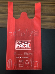 Bolsa de chaleco de PP reciclado ecológica y económica, sin tejer, con troquelado en forma de T, para supermercado y exhibiciones - Product Image 5
