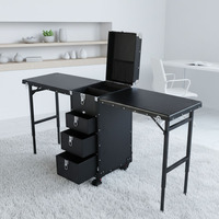 Table de maquillage mobile pliable en aluminium avec rivets, idéale pour les artistes maquilleurs, les voyages et l'usage quotidien