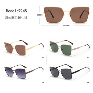 Gafas de sol rectangulares con montura completa, montura dorada, lentes marrones, protección UV400, protección solar unisex para adultos - Product Image 3