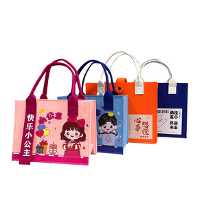 Felt Cartoon Tote Bag 25x20x14cm Eco-Friendly Gift Shopping Bag For Birthday Celebration - Product Image 4