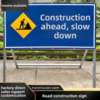 Panneau de signalisation routière personnalisé en usine, signalisation d'identification verticale pour travaux routiers, panneau d'avertissement 100cm*50cm*100cm en aluminium