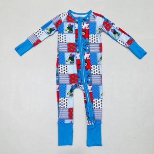 Nuevo Diseño, Pijama <span class=keywords><strong>de</strong></span> Bambú Viscosa para Bebé con Estampado Personalizado al por Mayor, Mameluco <span class=keywords><strong>de</strong></span> Bambú Orgánico con Doble Cremallera, Unisex, para Todas las Temporadas - Product Image 3