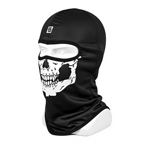 Cagoule noire à imprimé crâne, couvre-visage intégral, unisexe adulte, respirante, imperméable, en polyester, pour activités de plein air - Product Image 2