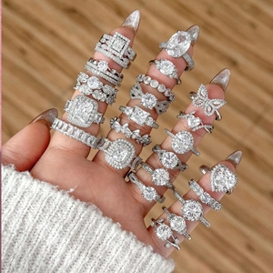 Luxury Jewelry 14k Gold <b>Adjustable</b> <b>Rings</b> for Women <b>Ring</b> Lote De Anillos De Plata De Ley Original 925 Oval Lab Diamond <b>Ring</b> - Product Image 1