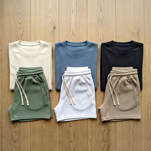 Bulk Manufacturing Service for Colorful Cotton T-shirt <b>Shorts</b> <b>Sets</b> for Adults; Casual Style Suitable for Unisex 3HTH - Product Image 1