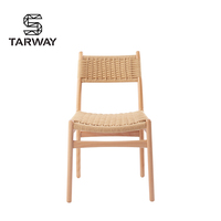Chaise de salle à manger en rotin avec cadre en bois massif et assise en corde de papier tressée, idéale pour les hôtels, les banquets, les restaurants et les cafés – Vente en gros à prix réduit