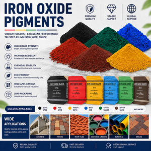 Pigment inorganique de haute qualité, oxyde de <span class=keywords><strong>fer</strong></span> rouge, jaune, bleu, noir, prix du pigment pour béton, caoutchouc, peintures - Product Image 1