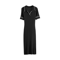 2025 nouveau été femmes coupe ajustée col polo robe tricotée extensible moulante robe à manches courtes