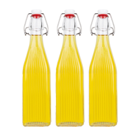 Bouteilles en verre carrées transparentes en gros 500ml 750ml 1000ml avec bouchons roll-on et agitateurs pour la fermentation du kombucha