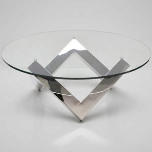 Table basse en métal au design unique AK Brass avec plateau en verre, table basse de qualité supérieure pour la décoration intérieure / pièce maîtresse de restaurant - Product Image 4