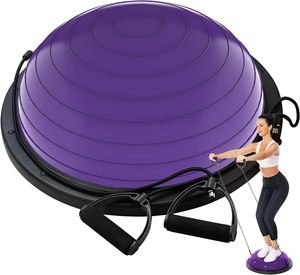 JIKE抵抗バンドペダルポンプホームワークアウト安定性トレーニング半球バランスボールヨガ & ハーフボール用 - Product Image 3