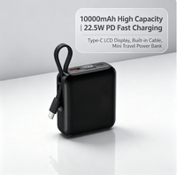 Batterie externe 10000mAh 22.5W PD à charge rapide avec double câble intégré, écran LCD numérique, chargeur de batterie portable