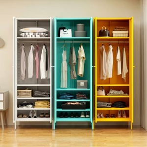 Armoire blanche à double porte 70x50x200cm, design minimaliste, gain de place, meubles de chambre à coucher, matériau MDF, portes à charnières - Product Image 4