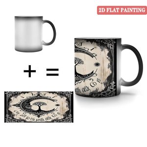 Taza de Café para la Rutina Matutina, Negra Esmerilada, 11 oz, Cerámica, Cambia de Color con el Calor, Taza Mágica - Product Image 4