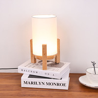 Lampe de table LED au design moderne avec abat-jour en bois, commande tactile, variateur d'intensité, batterie incluse, petite taille pour la décoration de la maison