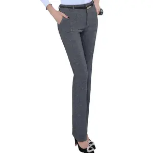 Cina fabbrica taglie forti pantaloni da donna formali regolabili con cintura dritta abbigliamento da lavoro da ufficio per Business Design