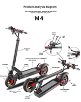 Trottinette électrique pliable et étanche, capacité de charge de 120 kg, pneus de 10 pouces, 350 W, 35 km/h, batterie au lithium 10 Ah, siège pour adultes, trottinette électrique