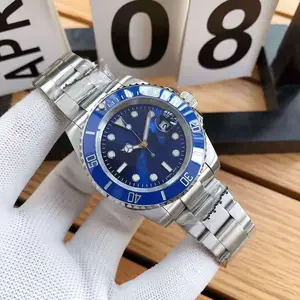 Nuevos relojes de pulsera baratos, reloj de pulsera azul plateado personalizado para hombre
