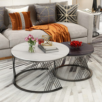 Meubles de salon ronds nordiques BLANC Ensemble de tables basses Muebles De Sala Mdf