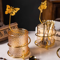 Support de rangement en verre pour cuillères à café et fourchettes, design créatif de luxe, avec logo personnalisé, transparent, ambre, gris, pour la cuisine - Vente en gros