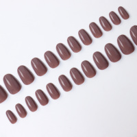 Faux ongles à presser 24 pièces, vente chaude, ongles artificiels marrons pour filles, matériau ABS souple, faciles à appliquer, fabricant direct, vente en gros