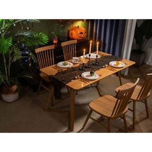 Halloween Black Spider Web Tablecloth Reusable Polyester Lace Mesh Decor For Home <b>Dining</b> Room Party Decoration - Product Image 1