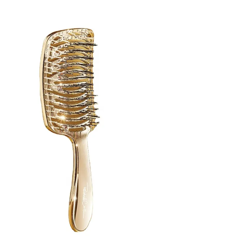 Professional Custom Logo Curly Dry&Wet Afro Textured Scalp massager Shampoo Detangling Hair Brush Comb for Hollow Hair Brush