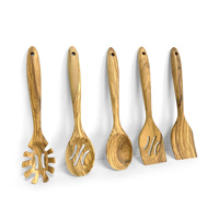 Ensemble d'ustensiles de cuisine en bois d'olivier bio pour la vente en gros : spatules et cuillères