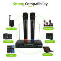 RAYHAYES KU-201 Mikrofon Nirkabel Profesional Dual Channel untuk Karaoke & Mikrofon Dinamis VHF dengan Peredam Kebisingan