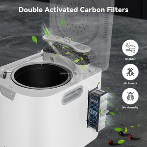One-Touch hoạt động chất thải thực phẩm composter nhỏ gọn điện 3.5L lớn <span class=keywords><strong>compost</strong></span> bin với 2 có thể tháo rời Bộ lọc Carbon - Product Image 4