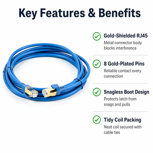 <span class=keywords><strong>สาย</strong></span>แพทช์ Cat7 SFTP 600MHz RJ45 CCA ป้องกันสัญญาณรบกวน สำหรับเซิร์ฟเวอร์แร็ค รองรับการสตรีม 8K จากโรงงานผู้ผลิตโดยตรง - Product Image 3