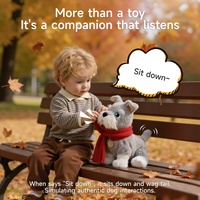 Jouet en peluche pour enfants Tumama, chien Schnauzer intelligent à commande vocale, chiot IA, chien intelligent qui marche, s'assoit, jouet musical en peluche