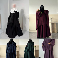 Ensemble Abaya 2 Pièces Grande Taille en Soie de Médine Personnalisé avec Boutons, Vêtements Islamiques Coordonnés, Vente en Gros, Vêtements Musulmans, Abaya Ramadan Aïd